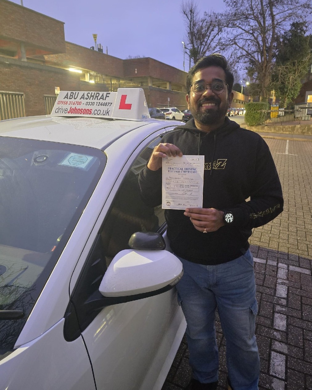 driving test pass photo of Manoharan Mudaliyar