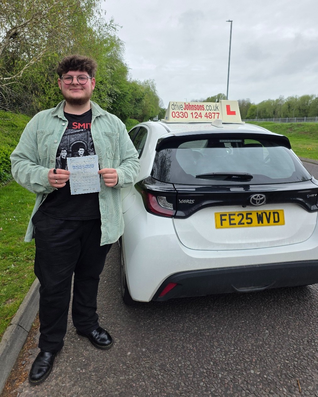 driving test pass photo of Sam hacker