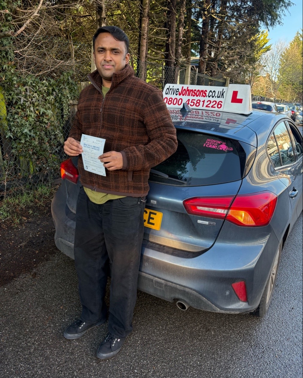 driving test pass photo of Nirmalraj Ayyadurai