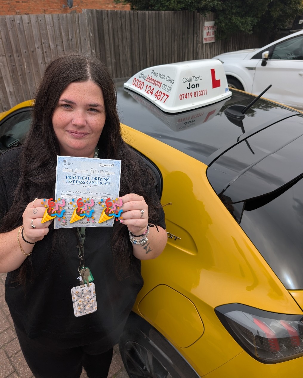 driving test pass photo of Kirsty