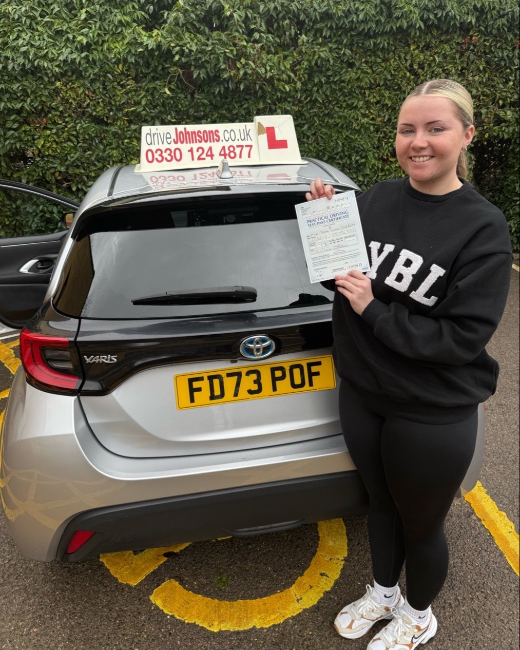 driving test pass photo of tayah ellen