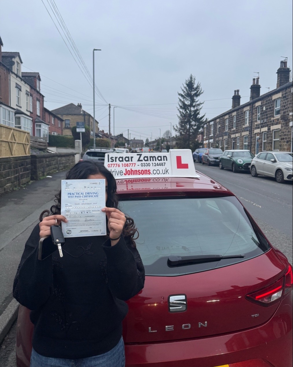 driving test pass photo of Sana Arif