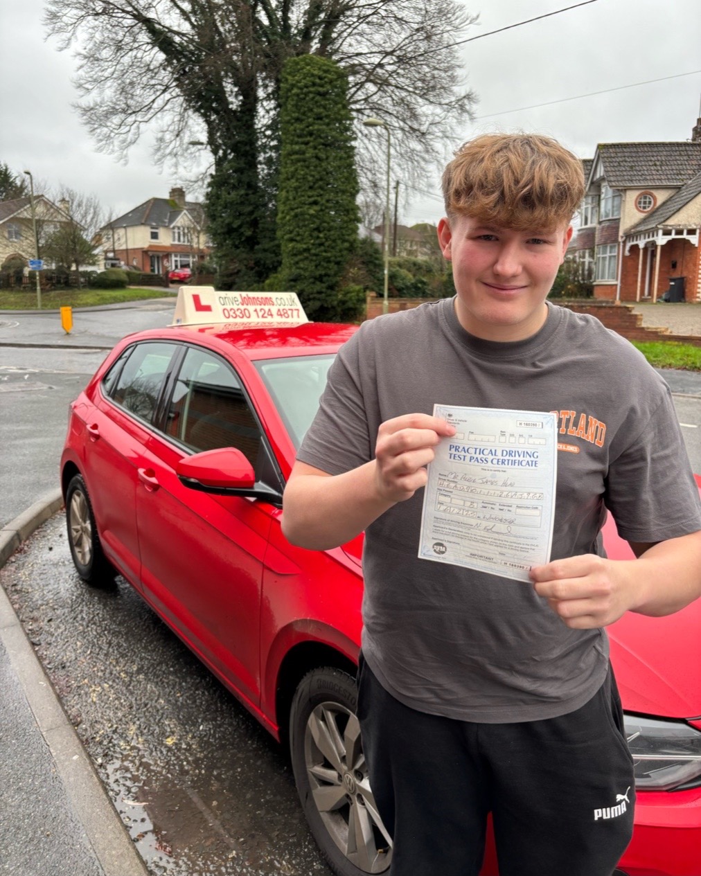 driving test pass photo of Albie Head