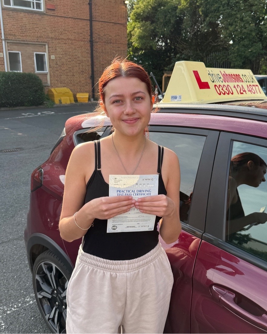 Kasey Stamps driving test pass photo of Kasey Stamps