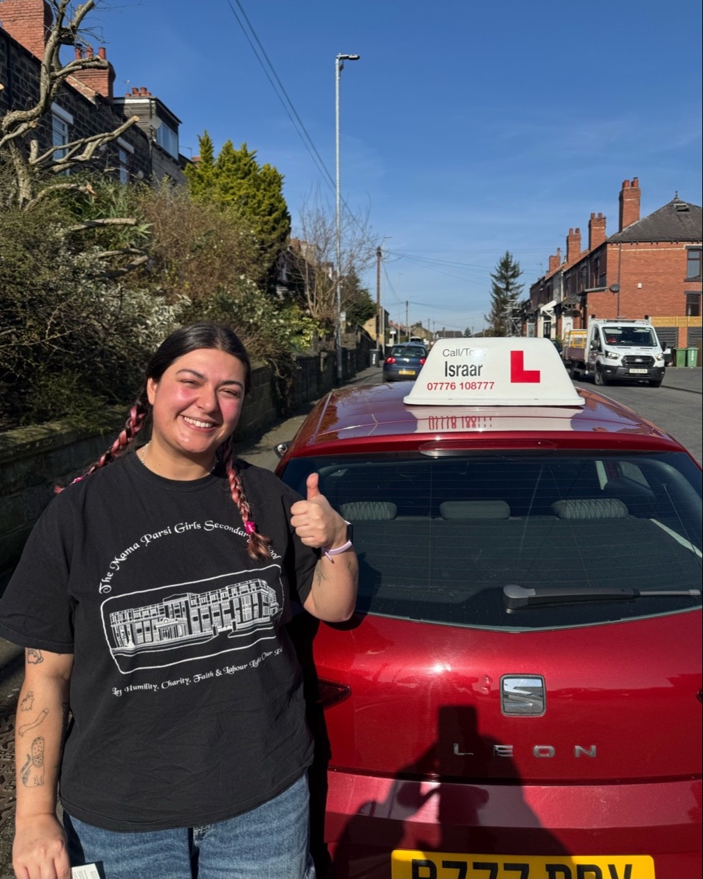 driving test pass photo of Ria Calnan-Shaikh