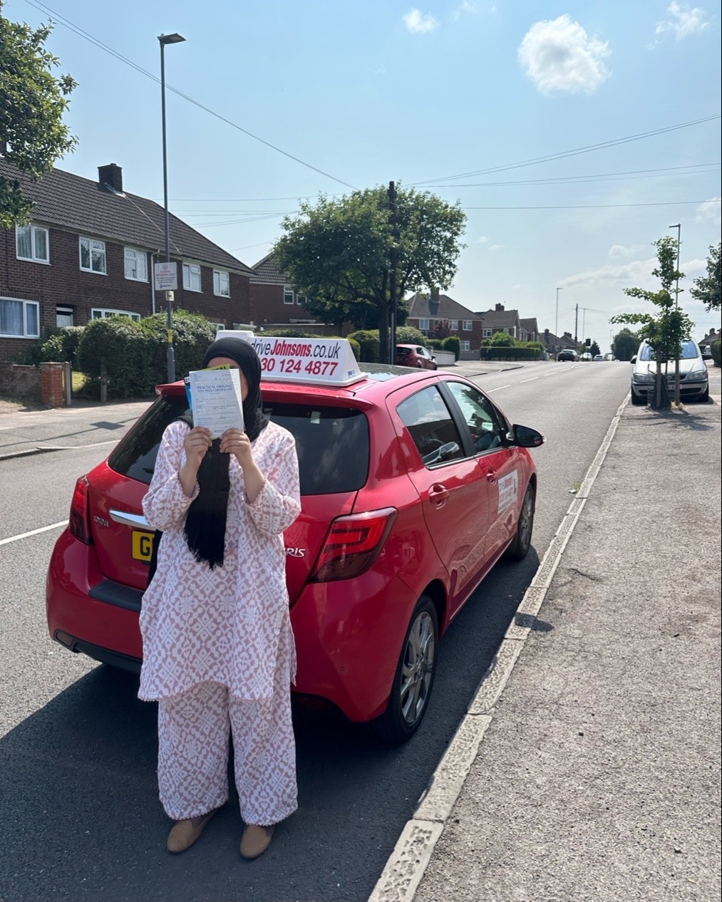 Aisha Majid driving test pass photo of Aisha Majid
