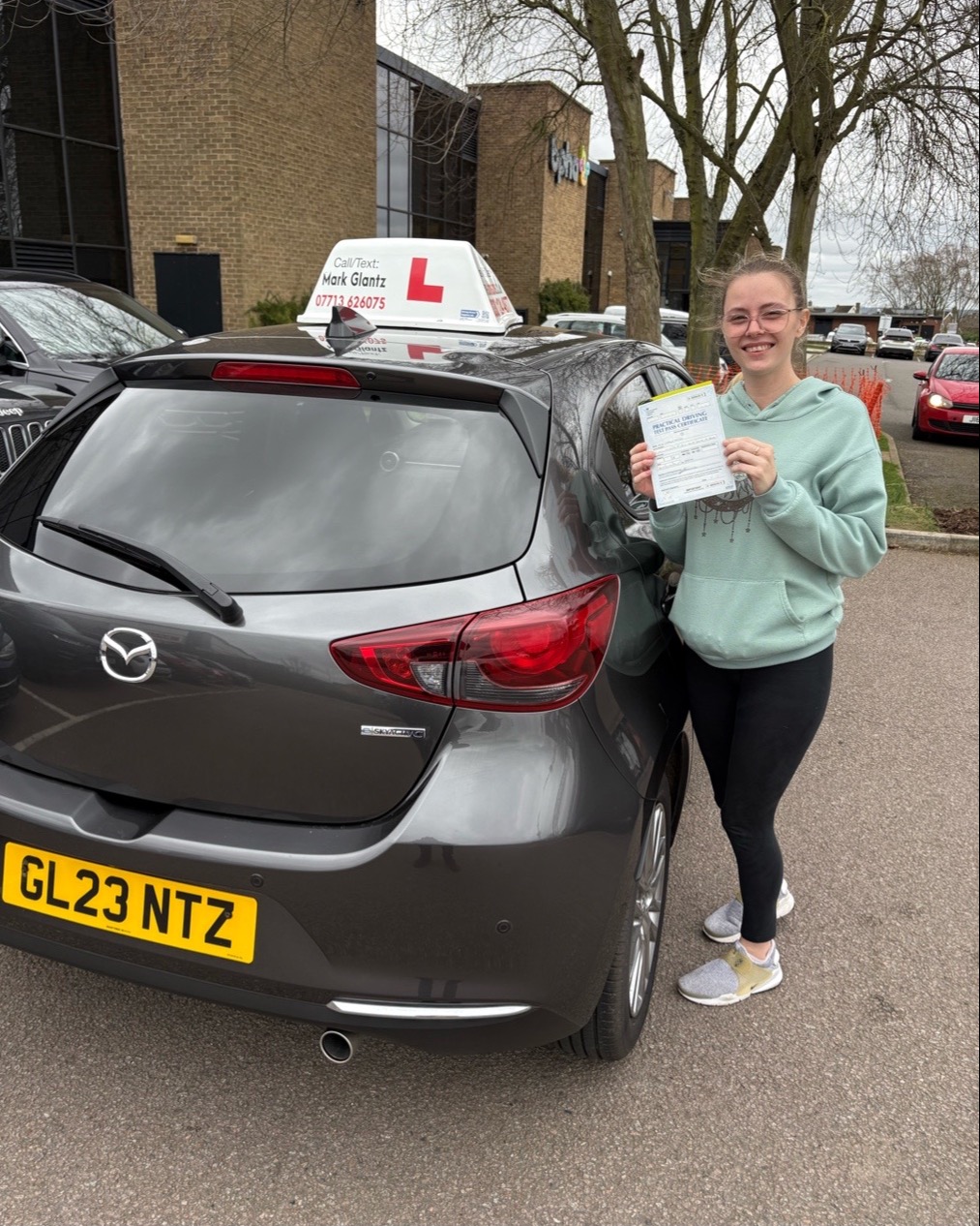 driving test pass photo of Megan