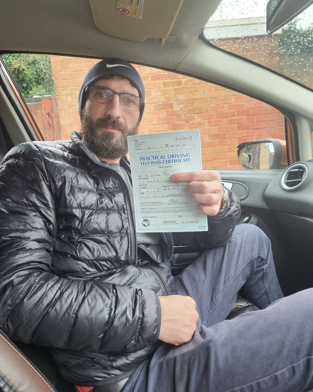 driving test pass photo of Cristian stan