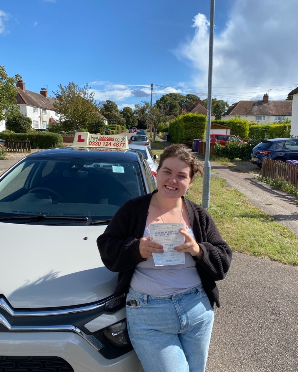 Eve Miller driving test pass photo of Eve Miller